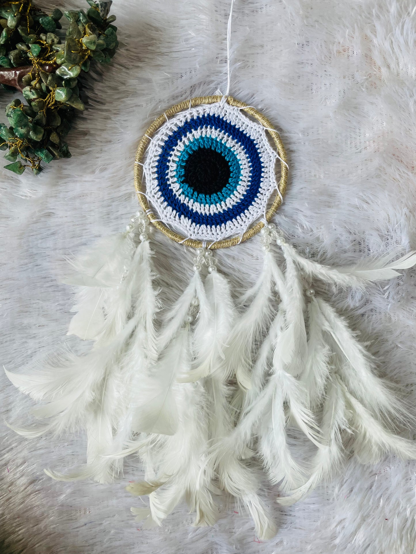 White Evil Eye Car Hanging Dreamcatcher