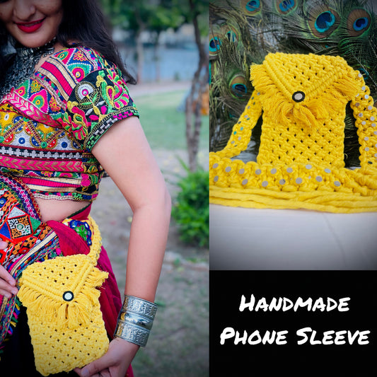 Lemon Yellow Macrame Phone Sleeve