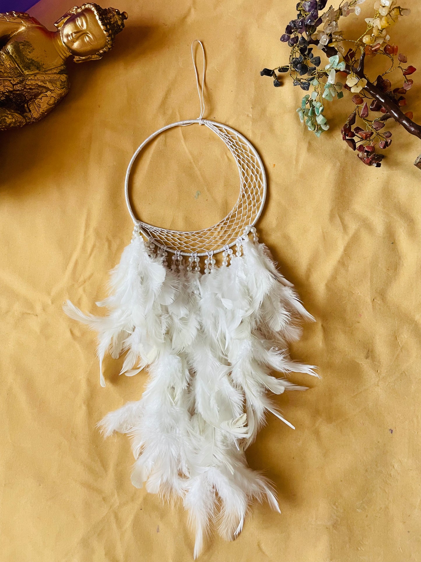 White Half Moon Dreamcatcher