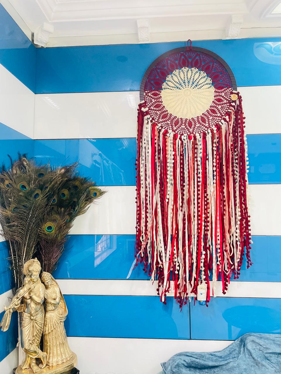 Maroon & White Giant Boho Wall Hanging