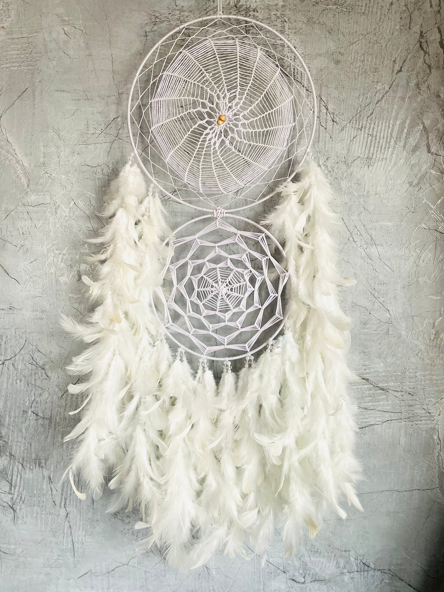 Double White Beauty Dreamcatcher