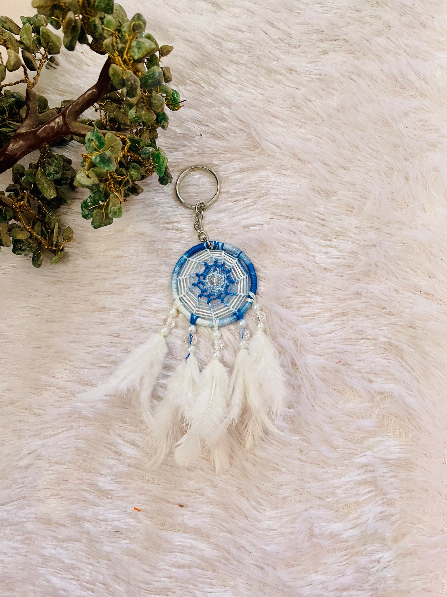 Blue-White Keychain Dreamcatcher