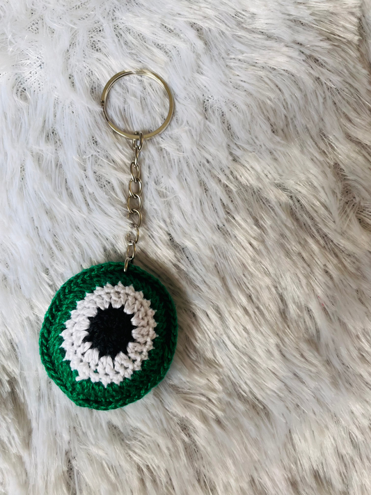 Dark Green Evil Eye Keychain