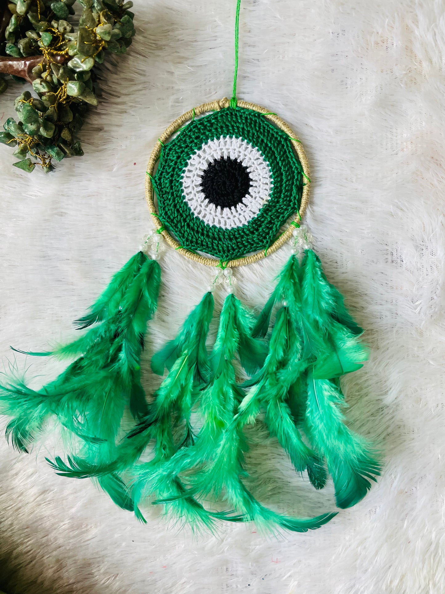 Dark Green Evil Eye Car Hanging Dreamcatcher