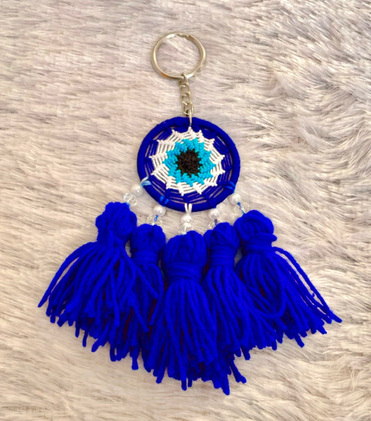 Evil Eye Pom Pom Keychain