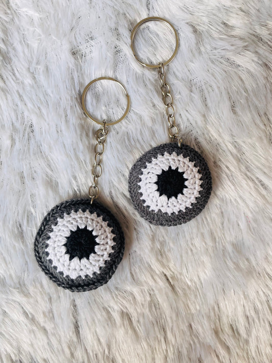 Gray Evil Eye Keychain