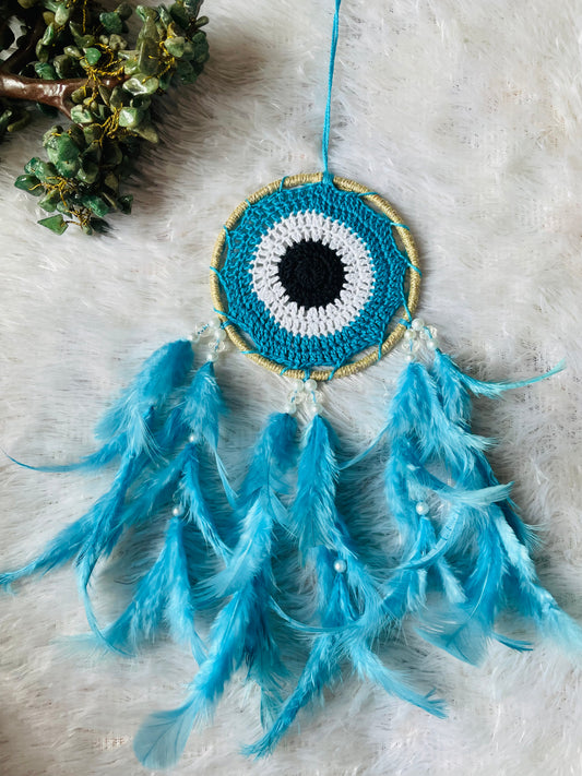 Light Blue Evil Eye Car Hanging Dreamcatcher