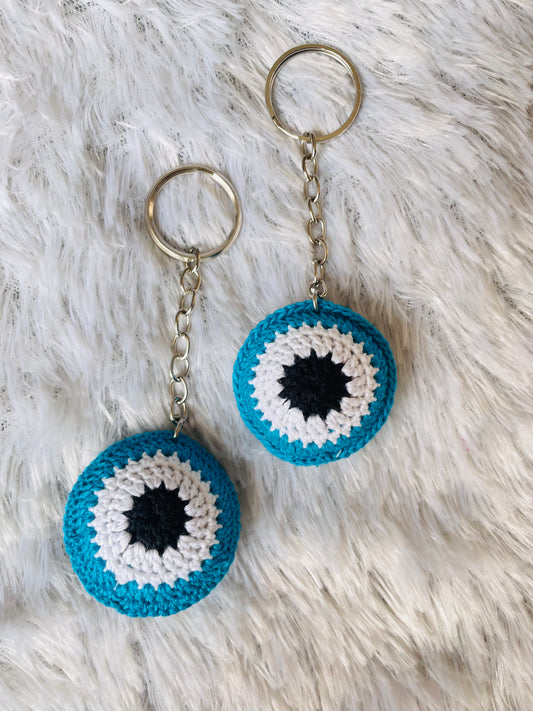 Light Blue Evil Eye Keychain