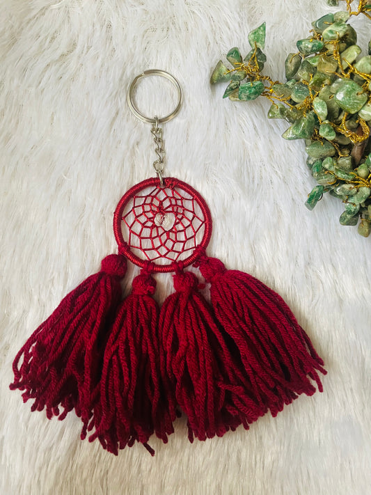 Maroon Pom Pom Keychain