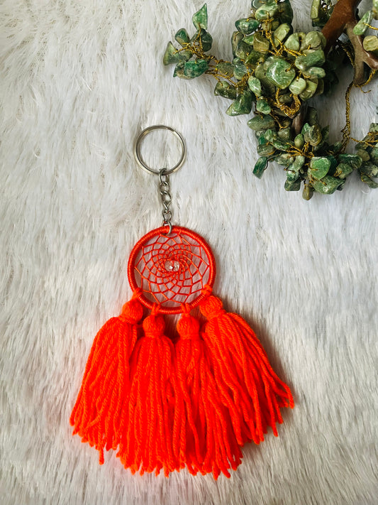 Orange Pom Pom Keychain