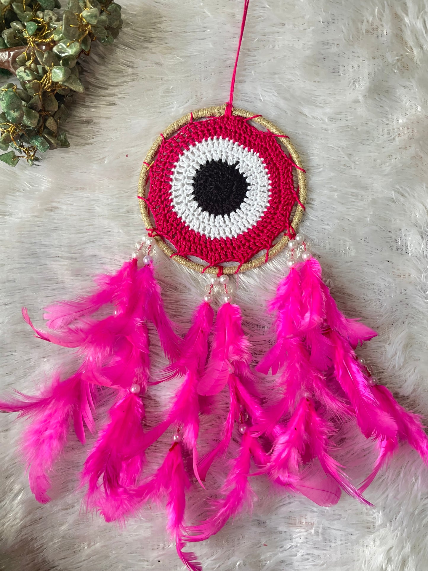 Pink Evil Eye Car Hanging Dreamcatcher