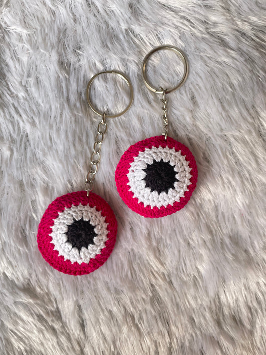 Pink Evil Eye Keychain