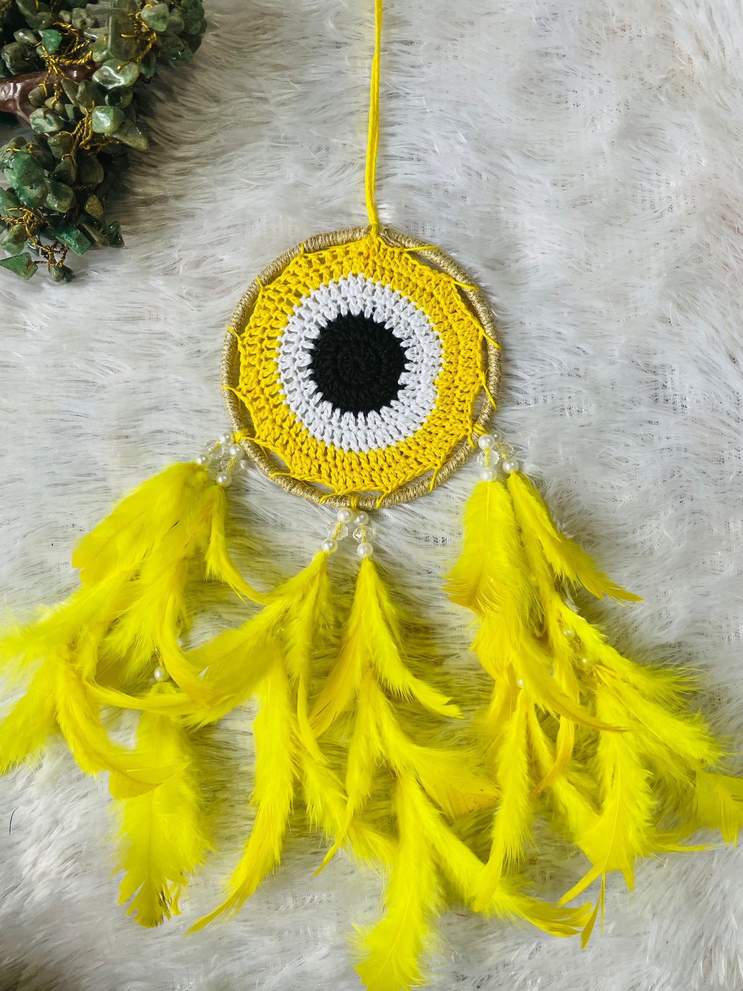 Yellow Evil Eye Car Hanging Dreamcatcher